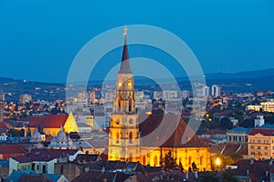 Saint Michael at twilight. Cluj-Napoca photo