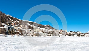 Saint Moritz landscape during winter with sun and snow