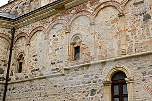 Saint mosaic in Orthodox monastery in Serbian national park Frushka Gora