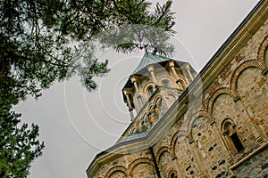 Saint mosaic in Orthodox monastery in Serbian national park Frushka Gora