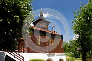 Saint mosaic in Orthodox monastery in Serbian national park Frushka Gora