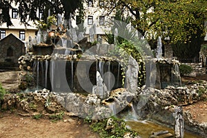 Saint Naum. Waterfall in Monastery of Saint Naum. Macedonia