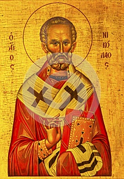 Saint Nichlolas Golden Icon Saint George`s Church Madaba Jordan photo