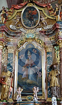 Saint Nicholas, altar in Church of Our Lady of snow in Kamensko, Croatia