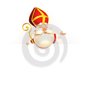 Saint Nicholas on board - happy cute character vector illustration isolated on white