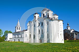 Saint Nicholas Cathedral 1113 on Yaroslavs Court. Veliky Novgorod, Russia