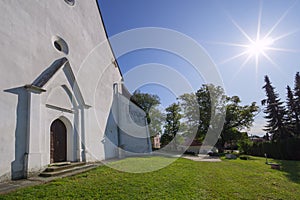 Saint Nicholas church at Sliac with sun