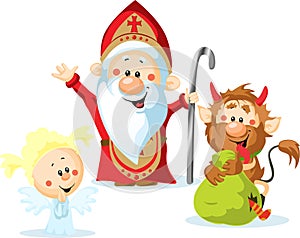 Saint Nicholas, devil and angel