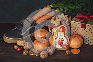 Saint Nicholas gifts and cookies