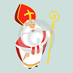 Saint Nicholas happy cute cartoon vector illustration