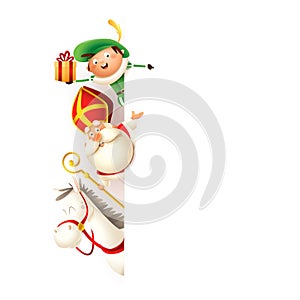 Saint Nicholas and Krampus on board - happy cute characters celebrate holiday - vector illustration isolated on whiteSaint Nichola