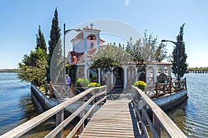 Saint Nicholas Monastery located on two islands in Porto Lagos, East Macedonia and Thra