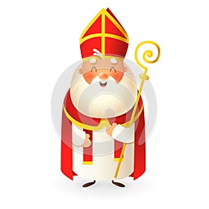 Saint Nicholas or Sinterklaas - happy cute character - vector illustration isolated