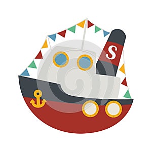 Saint Nicholas or Sinterklaas steamboat - vector illustration isolated on transparent background