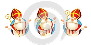 Saint Nicholas Sinterklaas stickers set - vector illustration isolated on transparent background