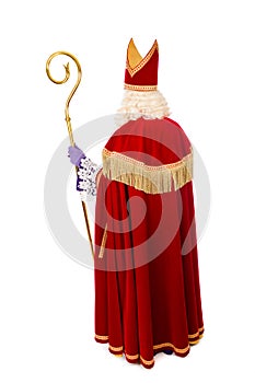 Saint Nicholas with staff portrait from behind