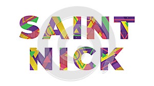 Saint Nick Concept Retro Colorful Word Art Illustration