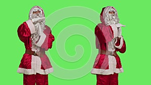 Saint nick cosplay shows timeout symbol