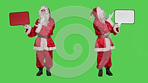 Saint nick holding speech bubble