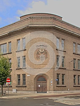 Saint-Norbertus school facade, Antwerp, Flanders, Belgium