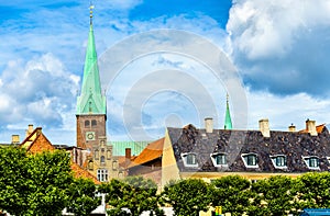 Saint Olaf cathedral in the old town of Helsingor - Denmark photo