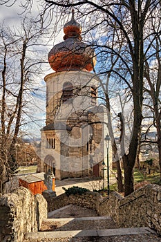 Saint Pantaleon ossuary church of the 12th century near the St. Othmar church. Moedling, Lower Austria