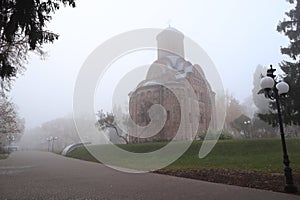 Saint Paraskevi`s Church in foggy morning