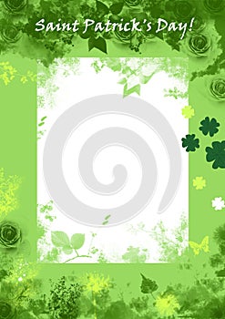 Saint Patric's day grunge background, green, floral