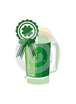 Saint patrick beer jar with clover leaf