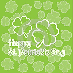 Saint Patrick Day& x27;s card with shamrock leaves on leaves background suitable for St Patrick Day& x27;s greeting card