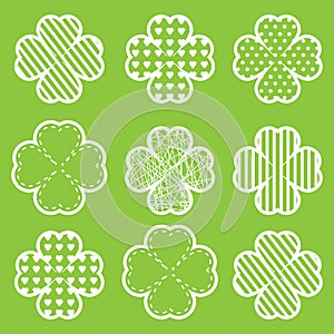 Saint Patrick Day sticker set with cute shamrock leaves set suitable for St Patrick Day& x27;s sticker set