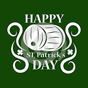 Saint Patrick day symbol of green ale beer pub barrel.