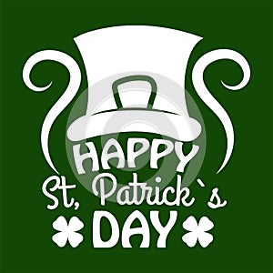 Saint Patrick day symbol of Leprechaun hat and four-leaf clover leaf or lucky shamrock.