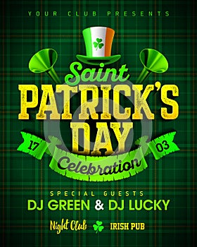 Saint Patrick`s Day celebration party invitation poster design