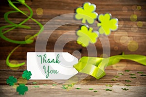 Saint Patrick's Day, Label With Decoration And Text Thank You