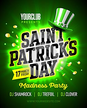 Saint Patrick`s Day madness party poster design