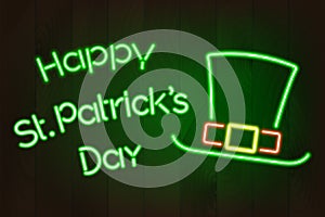 Saint Patrick`s Day neon sign, light banner