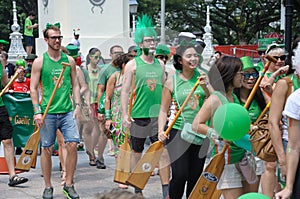 Saint Patrick`s Day parade participants