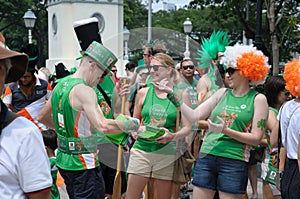 Saint Patrick`s Day parade participants