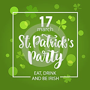 Saint Patrick`s Day Party invitation poster