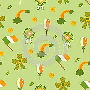 Saint Patrick s Day seamless pattern. Holiday Vector Illustration