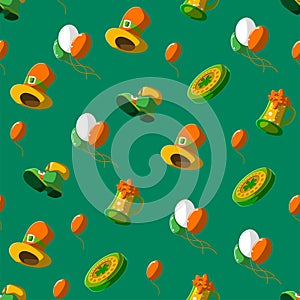 Saint Patrick s Day seamless pattern. Holiday Vector Illustration