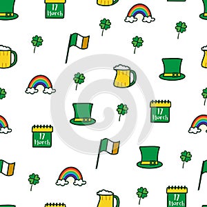 Saint Patrick s Day seamless pattern. Holiday Vector Illustration