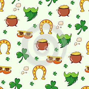 Saint Patrick s Day seamless pattern. Holiday Vector Illustration