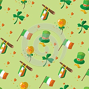 Saint Patrick s Day seamless pattern. Holiday Vector Illustration