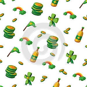 Saint Patrick s Day seamless pattern. Holiday Vector Illustration