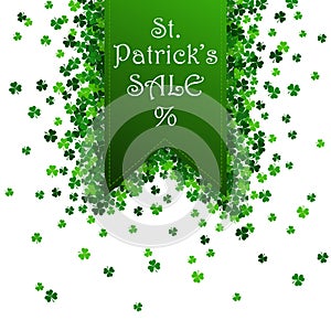 Saint Patrick`s day vector frame with green shamrock