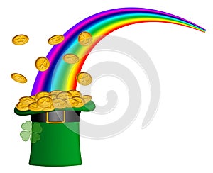 Saint Patricks Day Hat of Gold with Rainbow