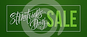 Saint Patricks Day Sale poster. Lettering banner template. Vector Illustration