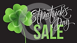Saint Patricks Day Sale poster. Lettering Typography banner template. Vector Illustration photo